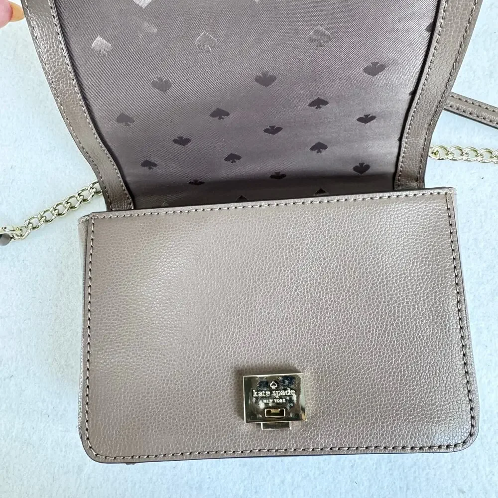 Kate Spade New York Leather Mini Crossbody Top Handle Mauve Small Chain Strap XS - Picture 10 of 12